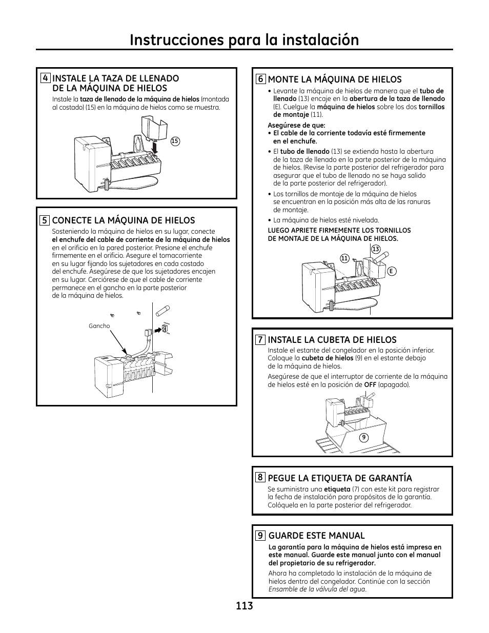 Instrucciones para la instalación | GE IM4A User Manual | Page 113 / 136