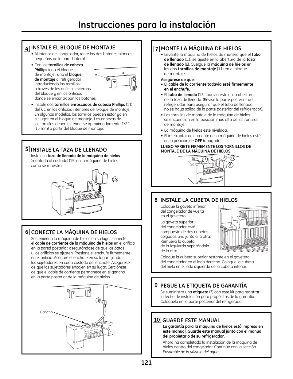 Instrucciones para la instalación | GE IM4A User Manual | Page 121 / 136