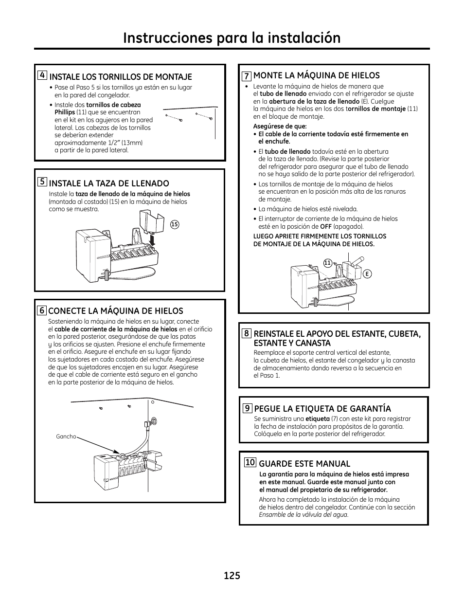 Instrucciones para la instalación | GE IM4A User Manual | Page 125 / 136