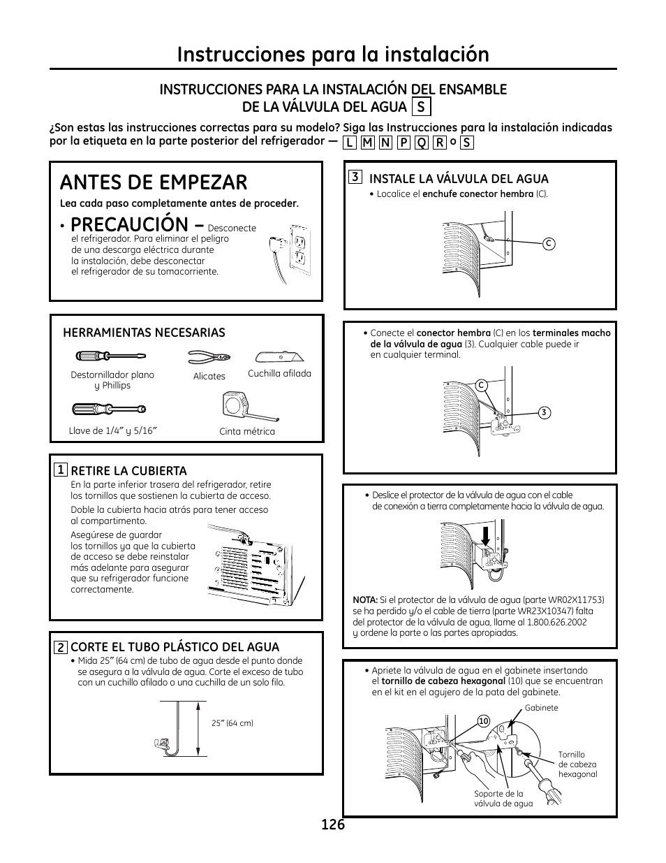 Instrucciones para la instalación, Antes de empezar, Precaución | GE IM4A User Manual | Page 126 / 136