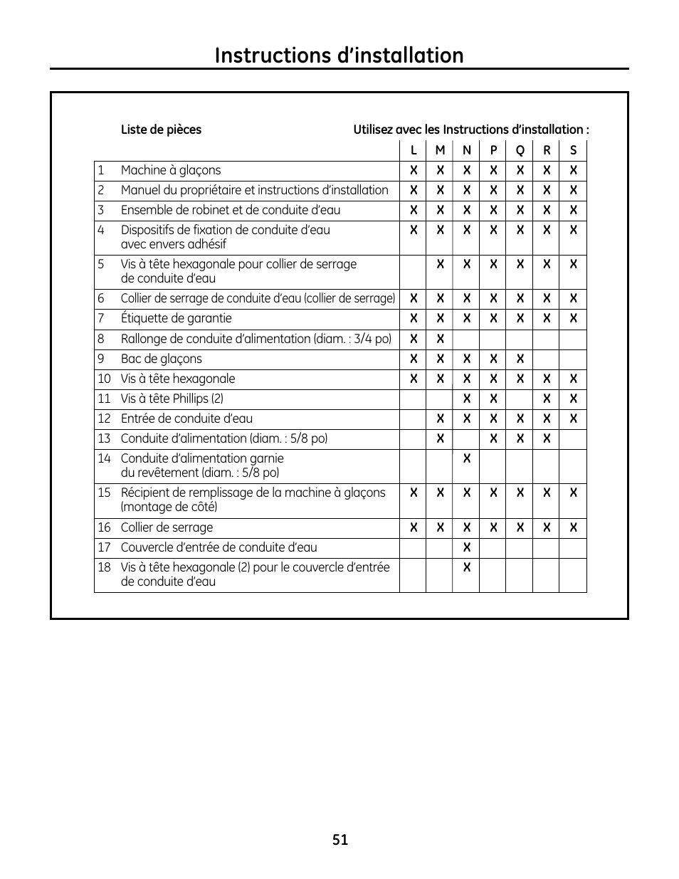 Instructions d’installation | GE IM4A User Manual | Page 51 / 136