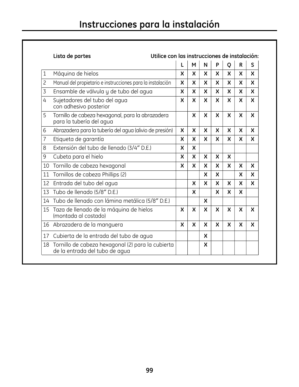 Instrucciones para la instalación | GE IM4A User Manual | Page 99 / 136