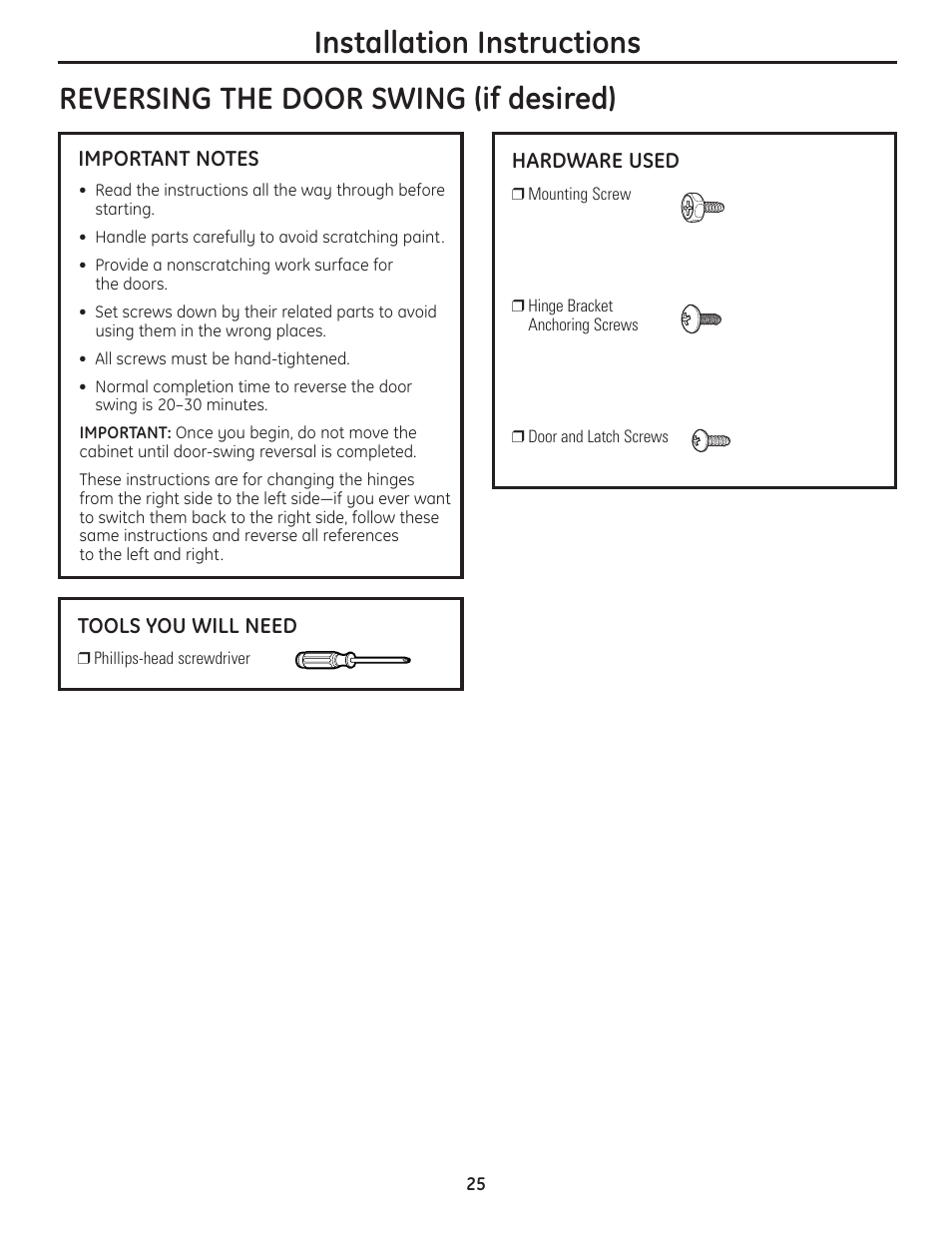 GE PCVH480EK User Manual | Page 25 / 108