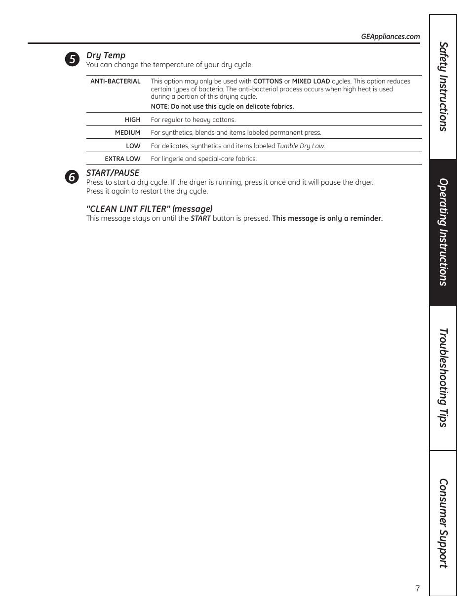 GE PCVH480EK User Manual | Page 7 / 108