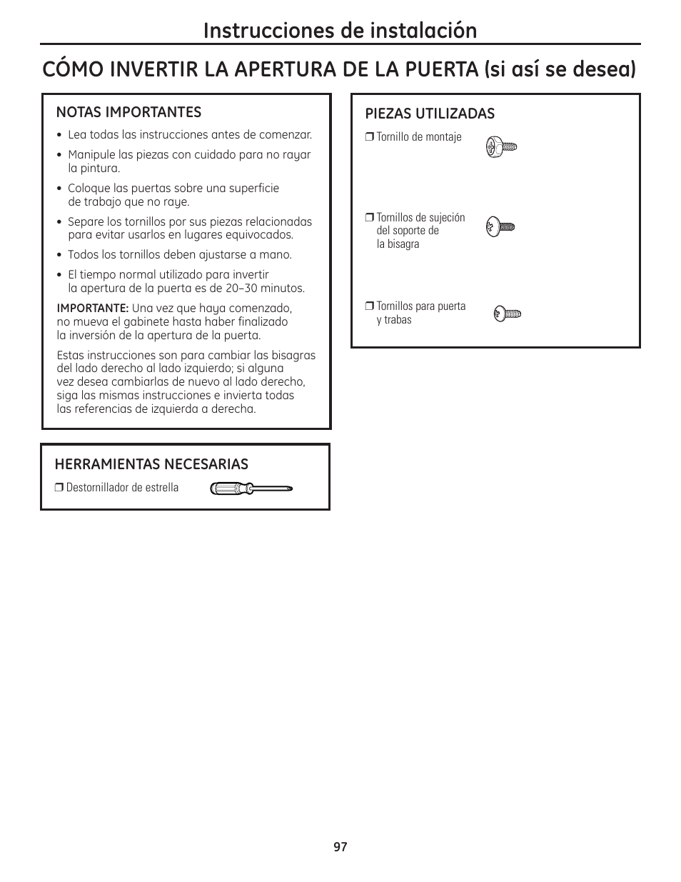 Instrucciones de instalación | GE PCVH480EK User Manual | Page 97 / 108