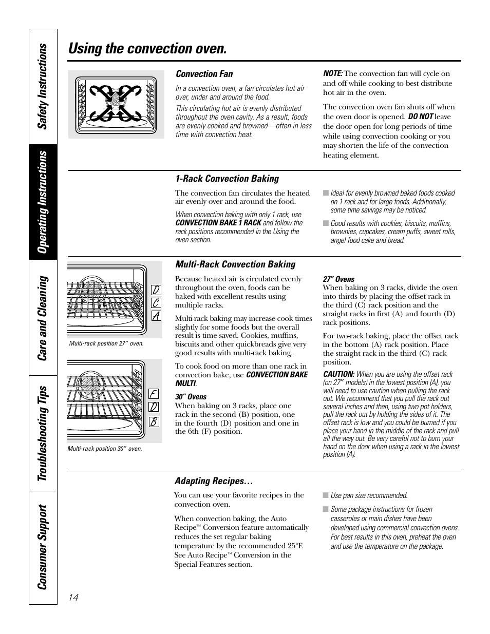 Convection, Convection –17, Using the convection oven | GE JT91530 User Manual | Page 14 / 32