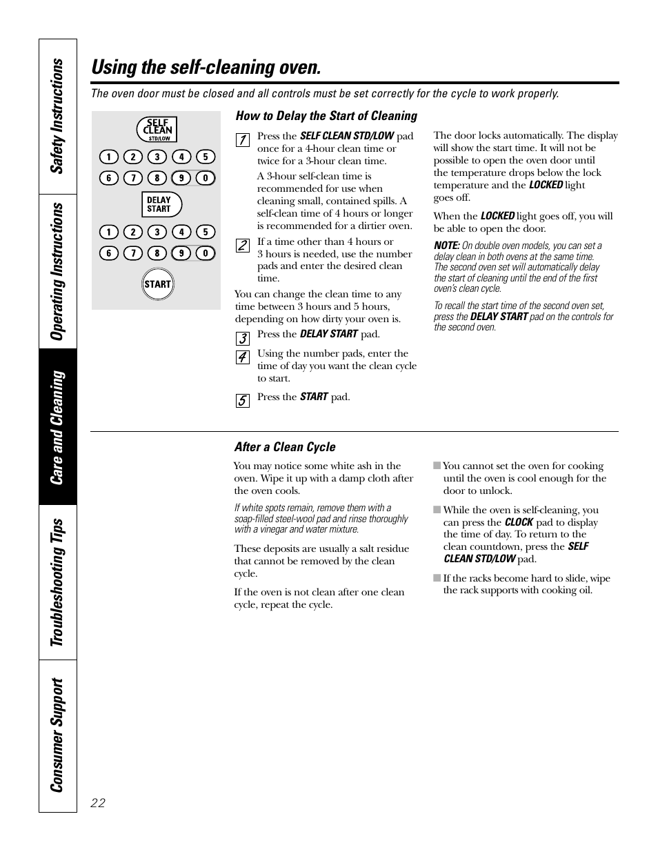 Using the self-cleaning oven | GE JT91530 User Manual | Page 22 / 32