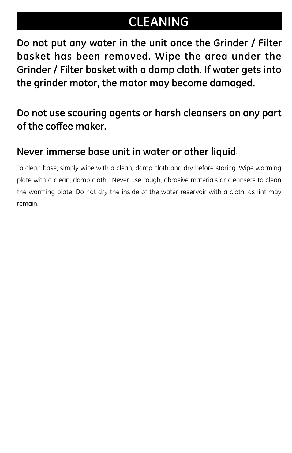 Cleaning | GE 681131691031 User Manual | Page 13 / 14