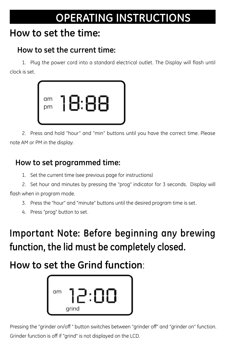 Operating instructions, How to set the time | GE 681131691031 User Manual | Page 6 / 14