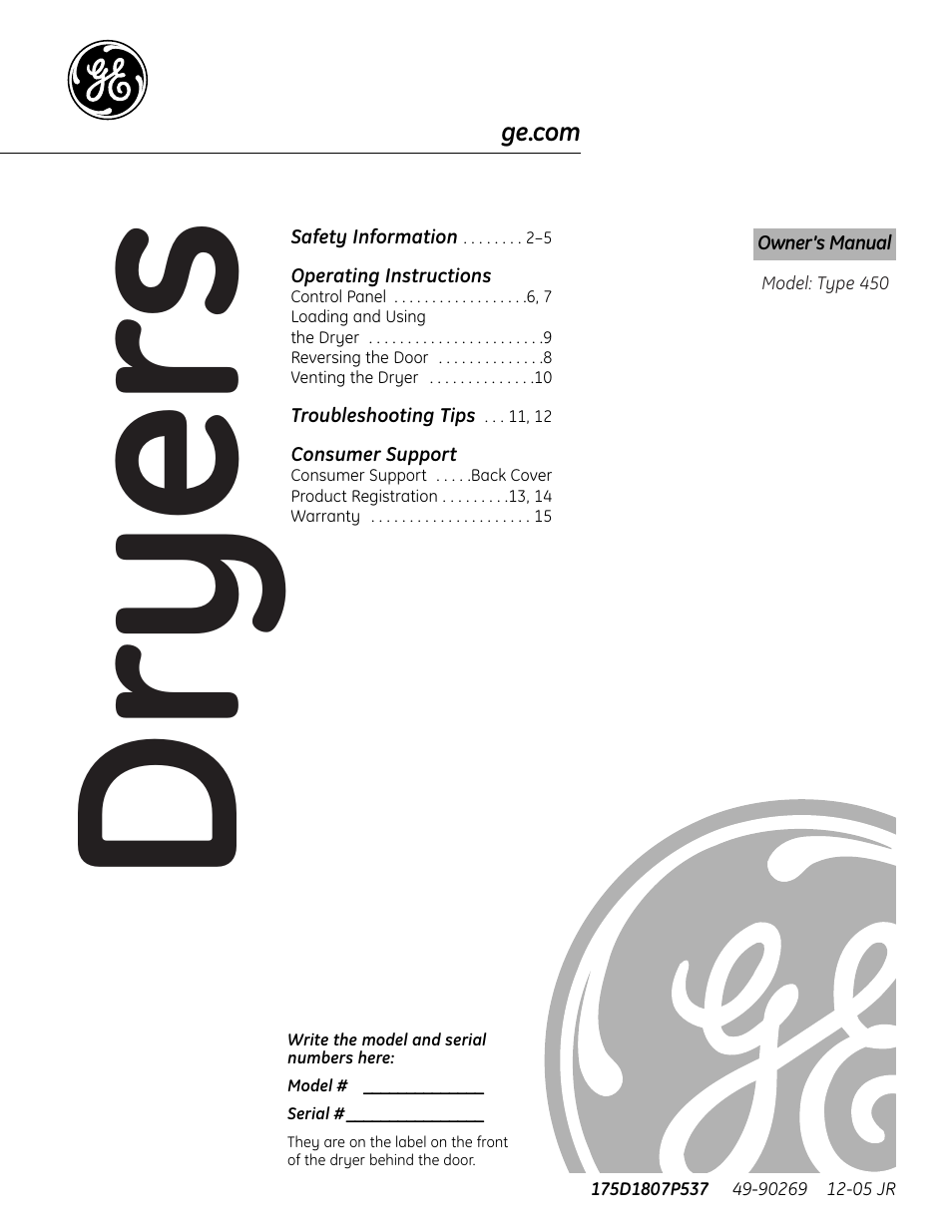 GE 450 User Manual | 16 pages