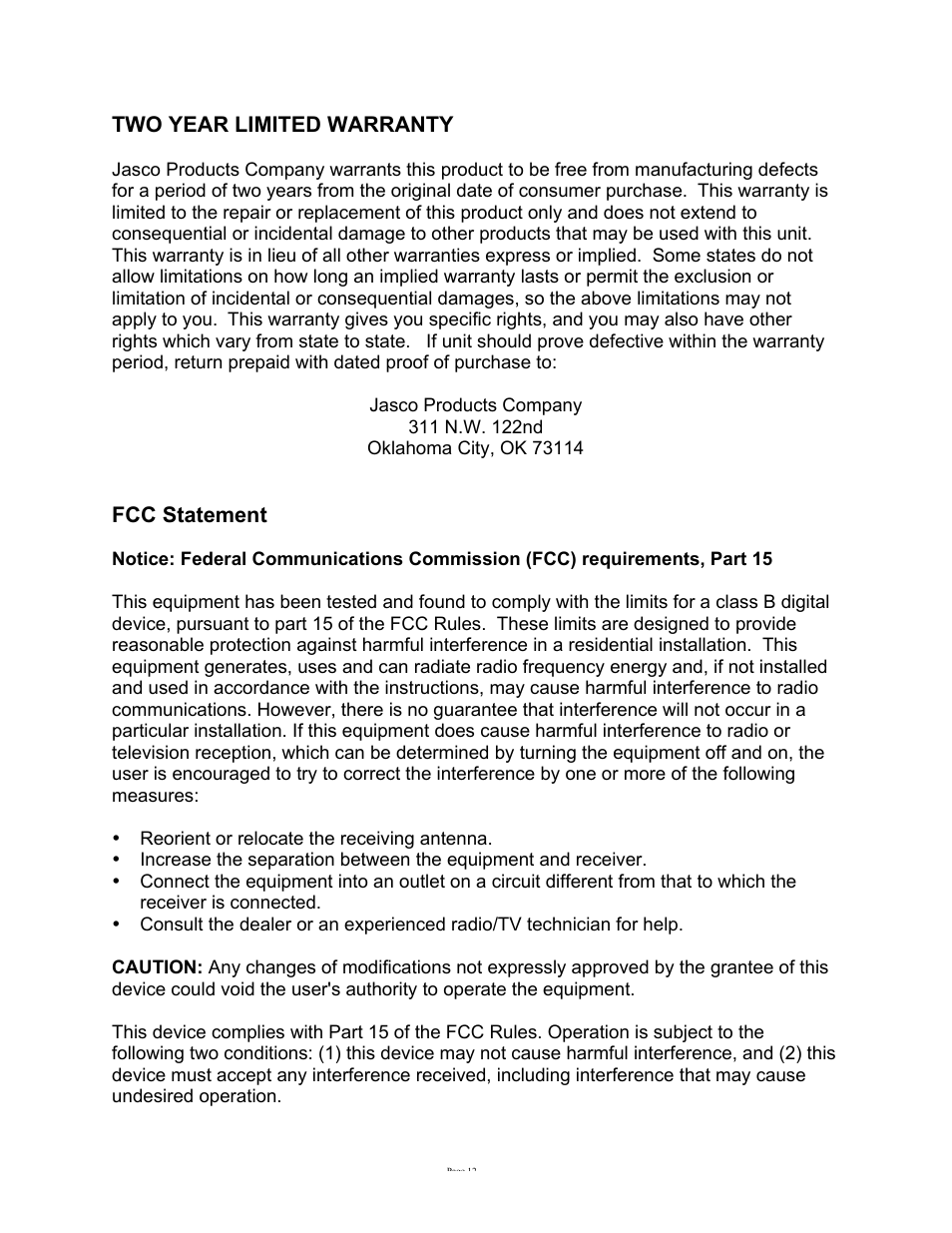 GE HO98067 User Manual | Page 12 / 12