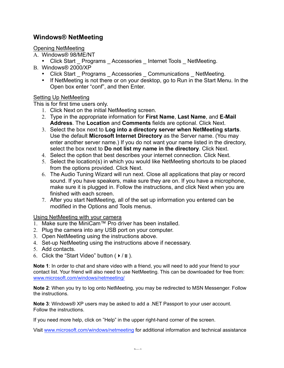 Windows® netmeeting | GE HO98067 User Manual | Page 9 / 12