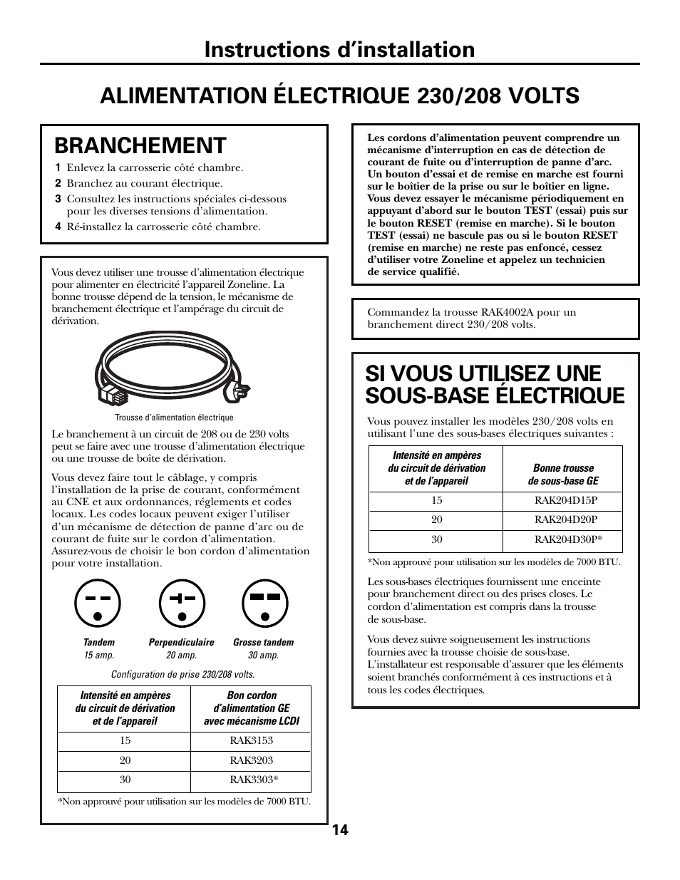 Approvisionnement électrique, Approvisionnement électrique –17 | GE 3800 User Manual | Page 42 / 84