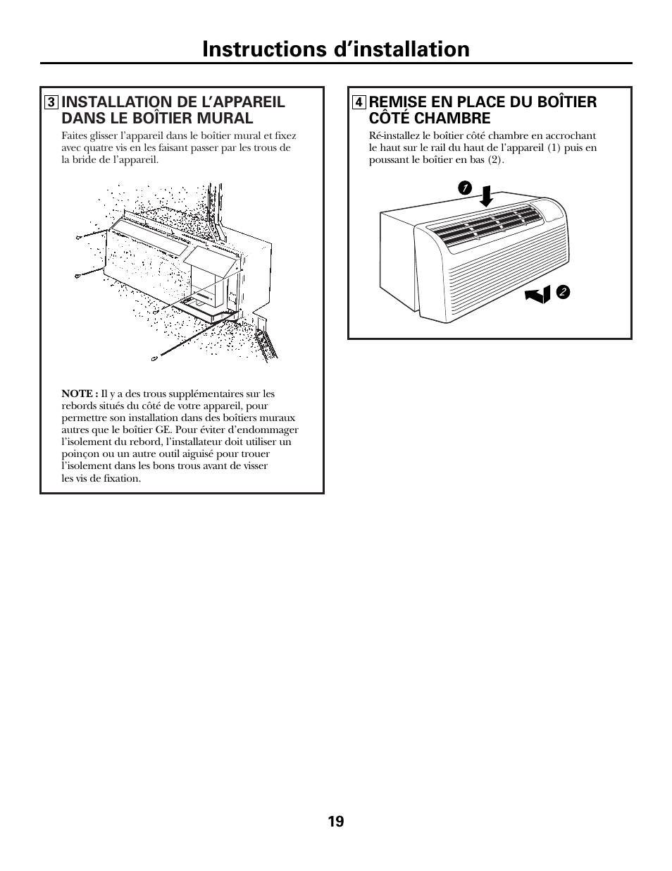 Instructions d’installation | GE 3800 User Manual | Page 47 / 84