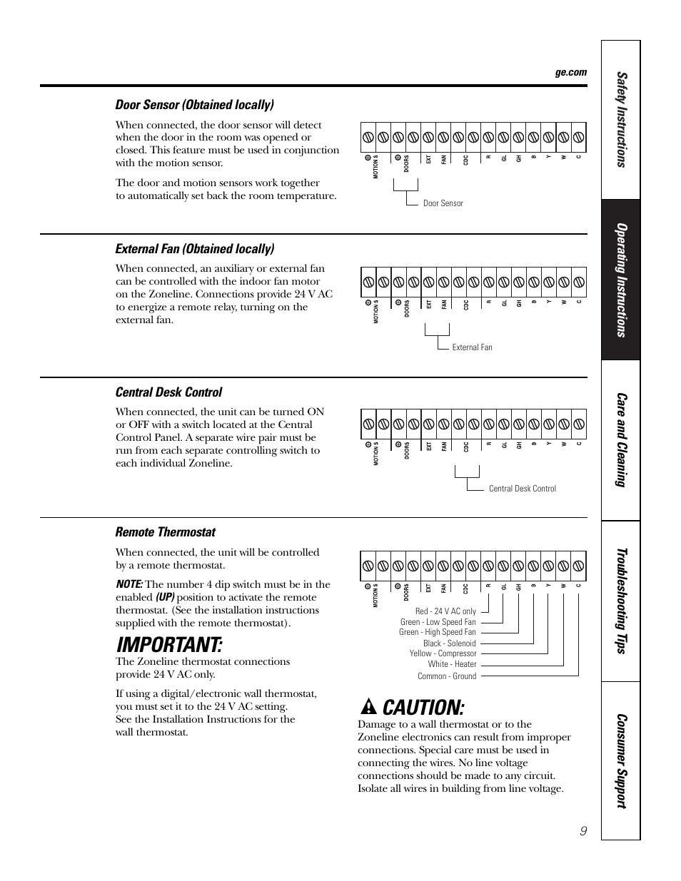 Important, Caution | GE 3800 User Manual | Page 9 / 84