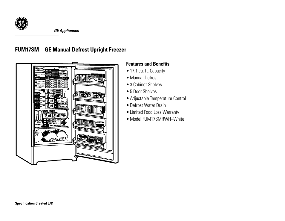 GE Profile FUM17SMRWH User Manual | Page 2 / 2