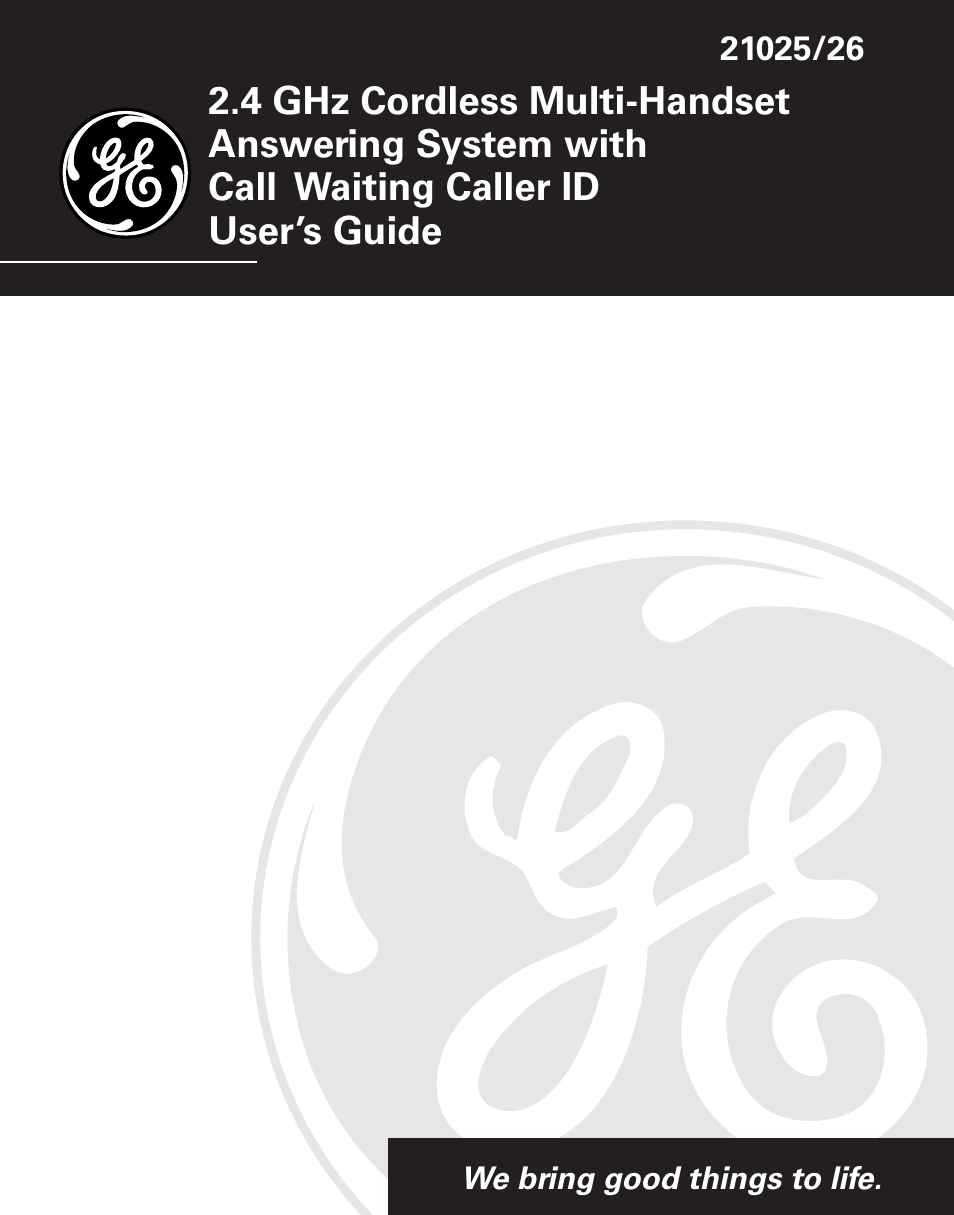 GE 21025/26 User Manual | 120 pages