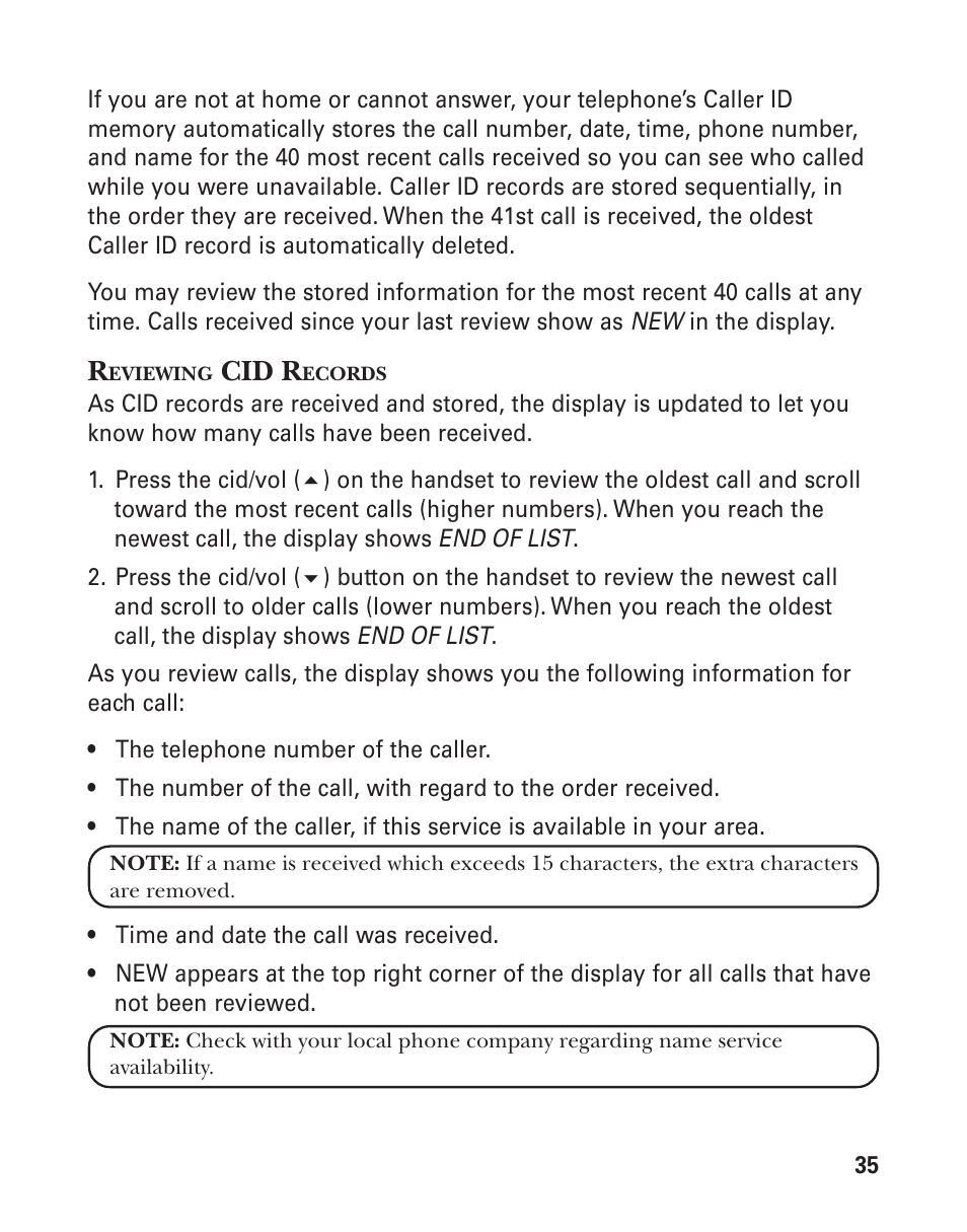 Cid r | GE 21025/26 User Manual | Page 35 / 120