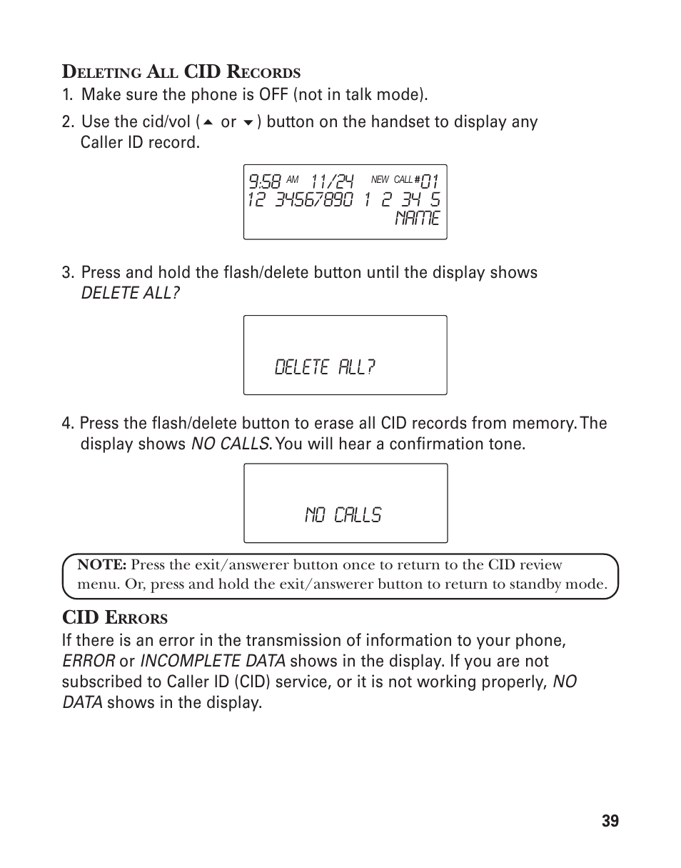 Cid r, Cid e | GE 21025/26 User Manual | Page 39 / 120