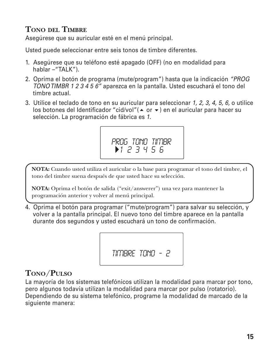 Timbre tono ‐ 2 | GE 21025/26 User Manual | Page 75 / 120