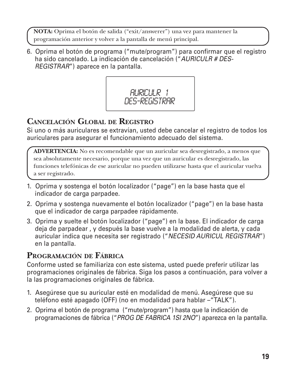 Auriculr 1 des‐registrar | GE 21025/26 User Manual | Page 79 / 120