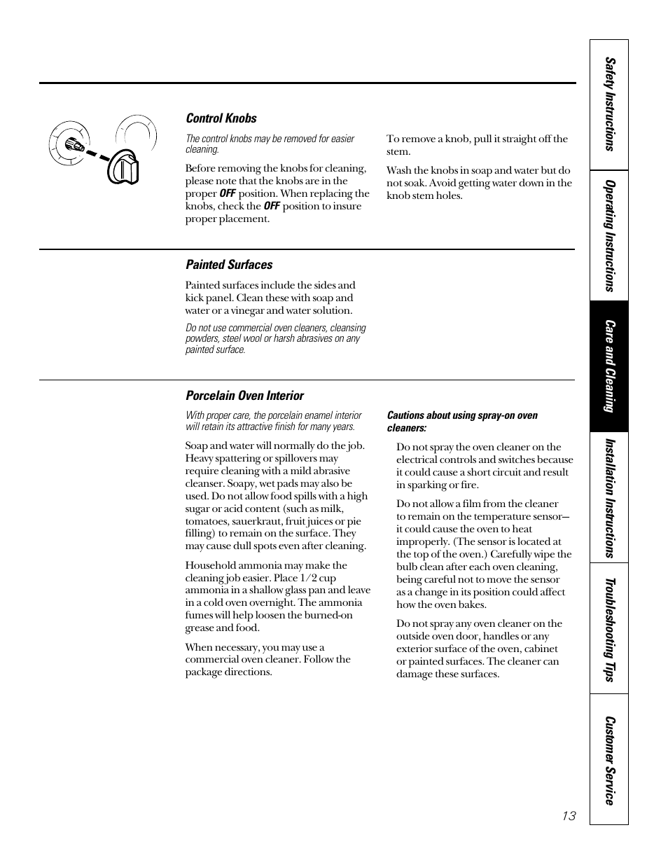 Porcelain oven interior | GE 164D3333P184 User Manual | Page 13 / 24