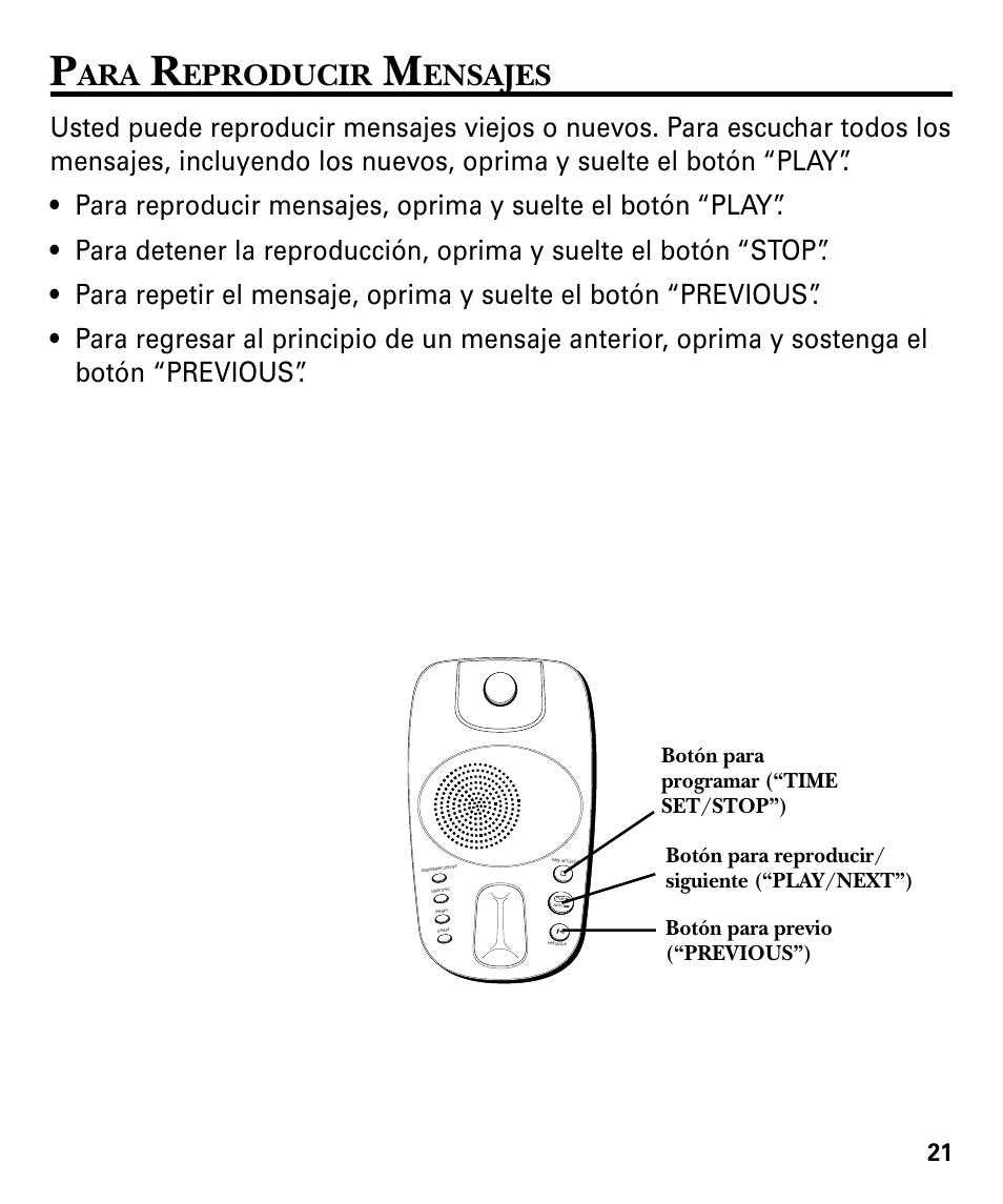 Eproducir, Ensajes | GE 29879 User Manual | Page 59 / 76