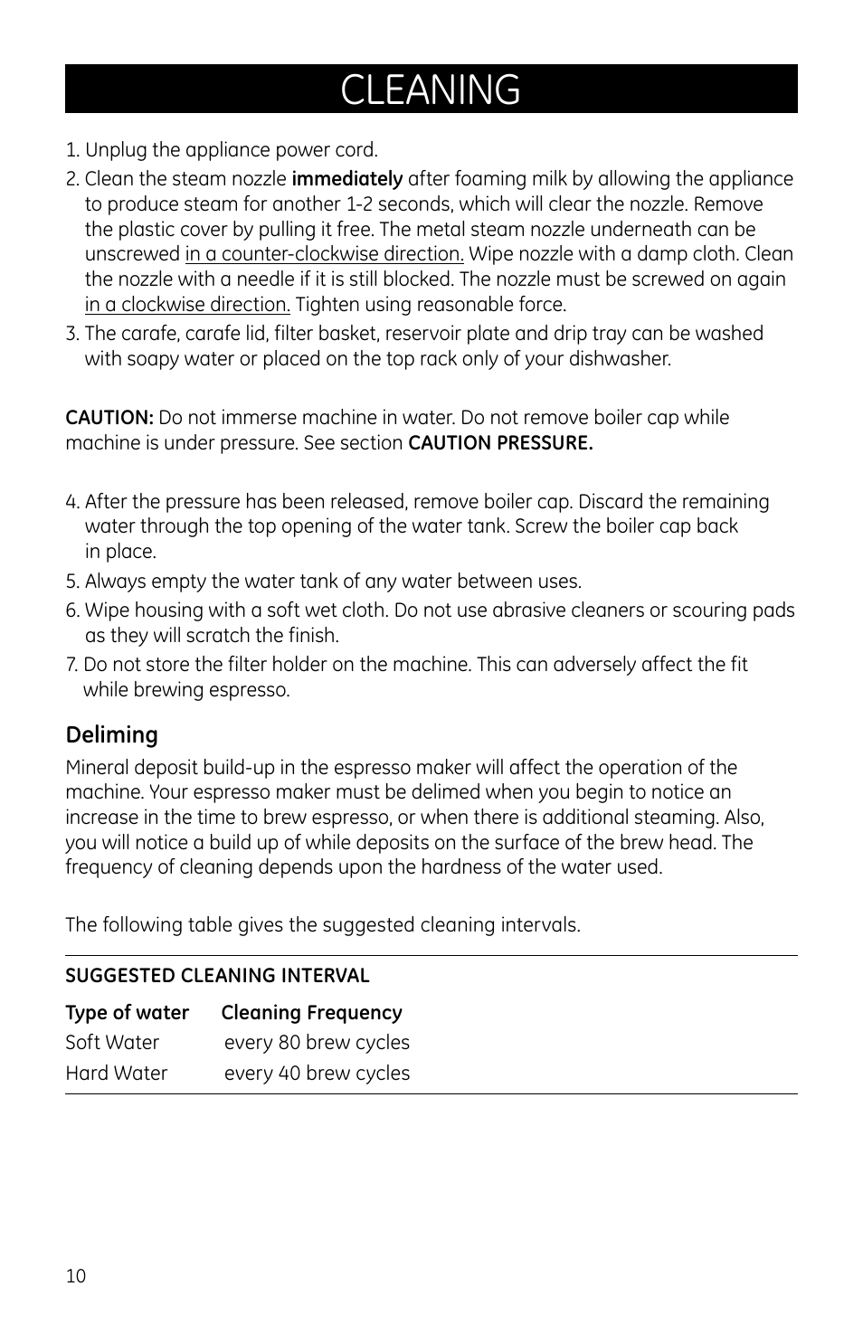 Cleaning | GE 169067 User Manual | Page 10 / 13