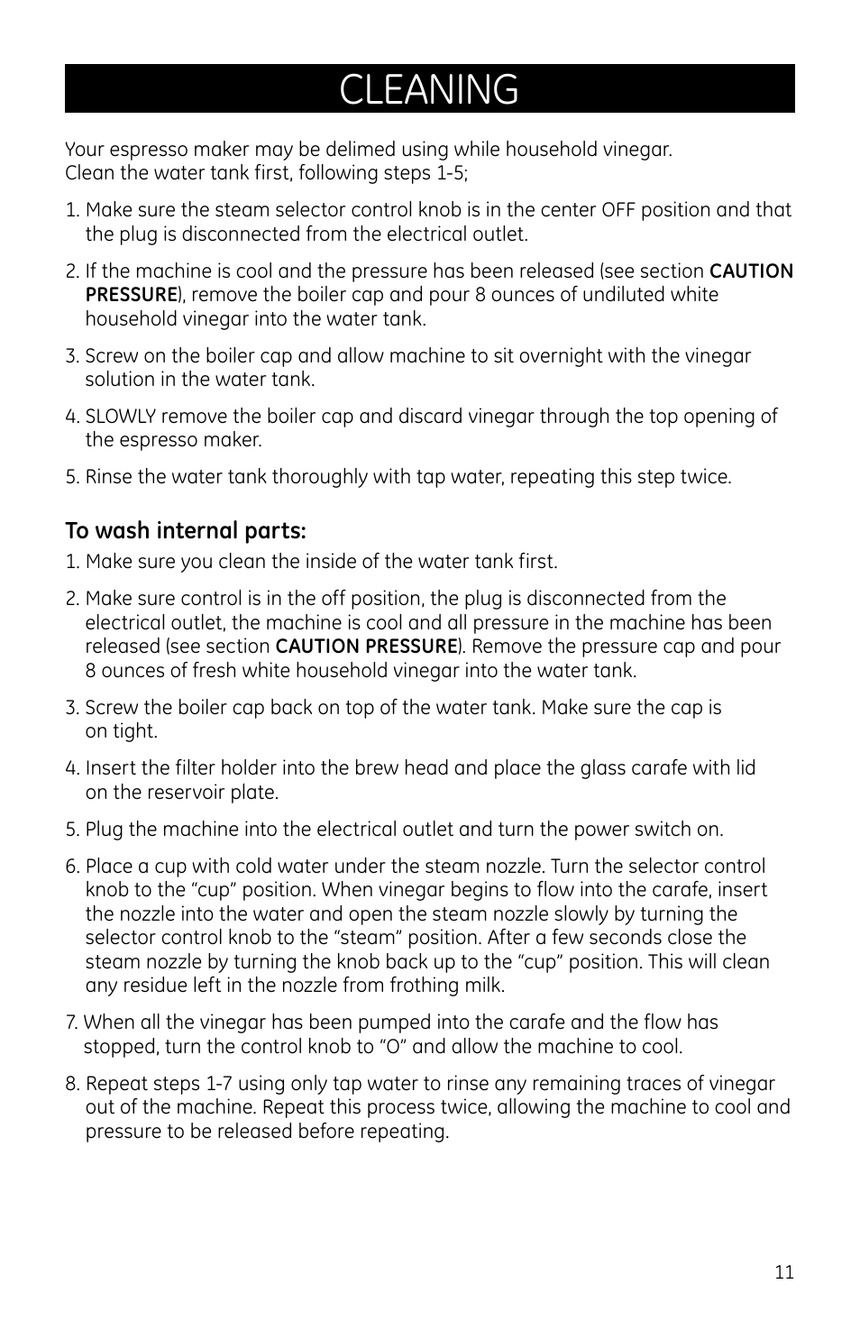 Cleaning | GE 169067 User Manual | Page 11 / 13