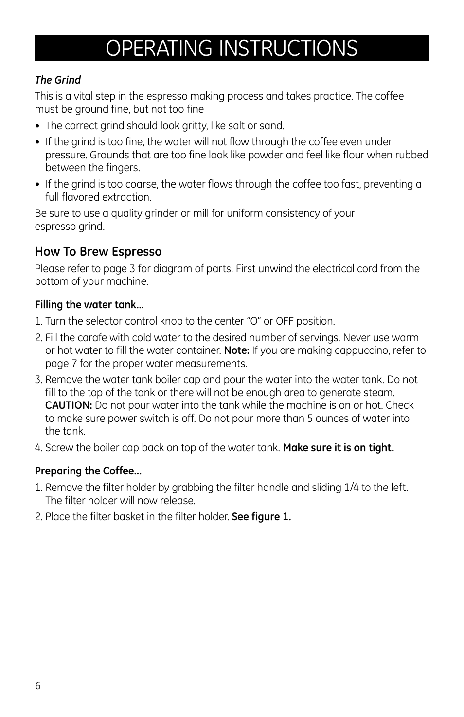 Operating instructions | GE 169067 User Manual | Page 6 / 13