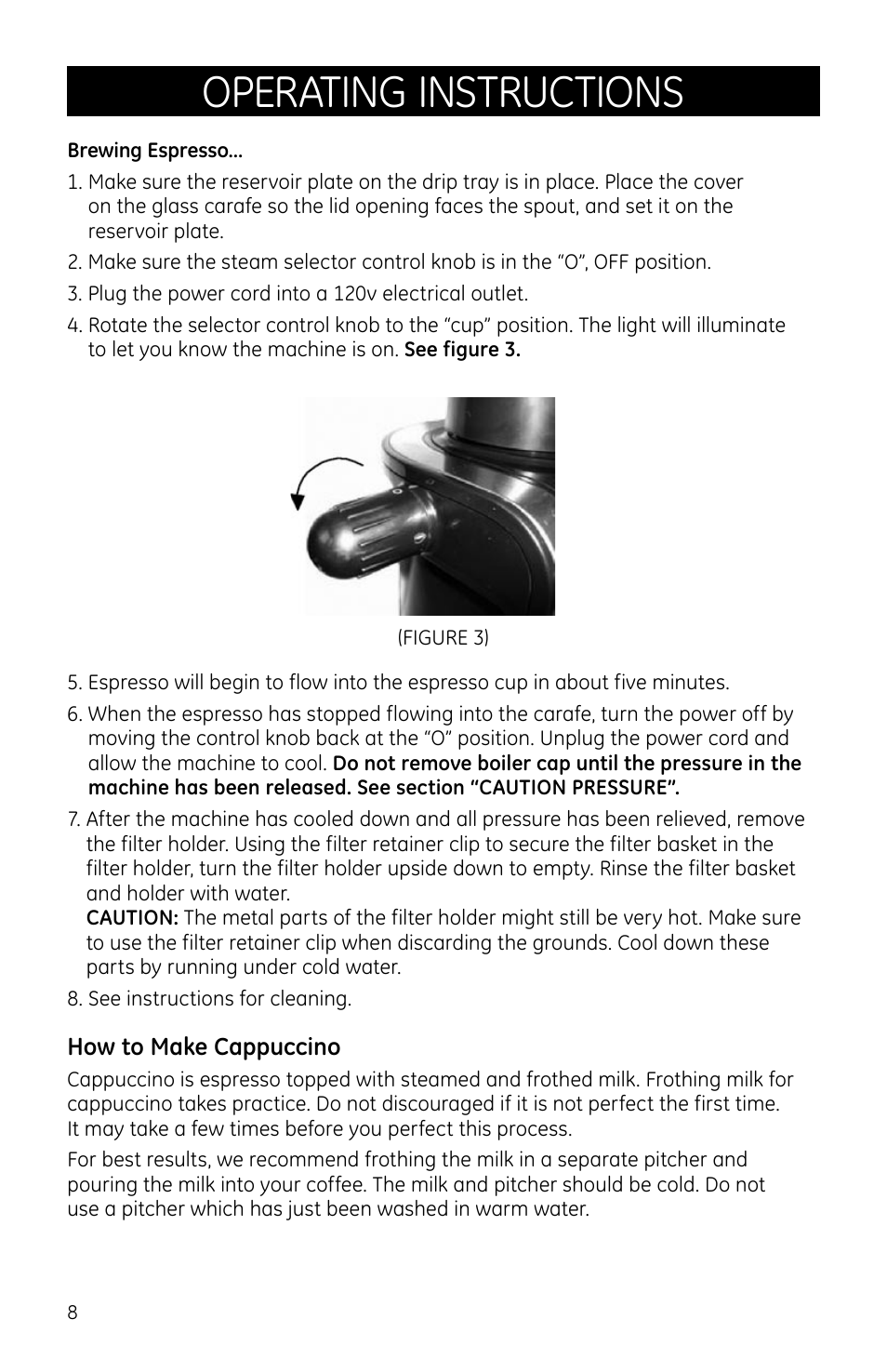 Operating instructions | GE 169067 User Manual | Page 8 / 13