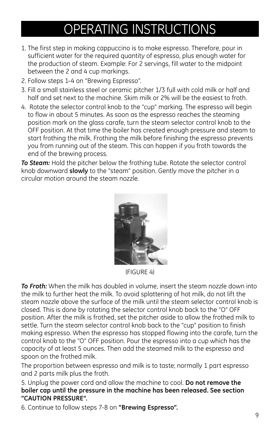 Operating instructions | GE 169067 User Manual | Page 9 / 13