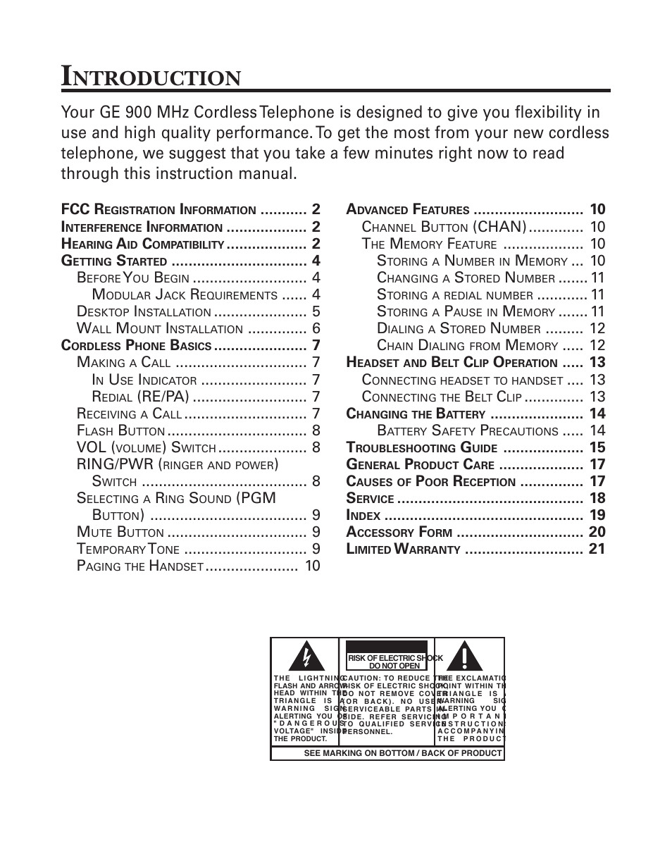 Ntroduction | GE 2-9920/21 User Manual | Page 3 / 22