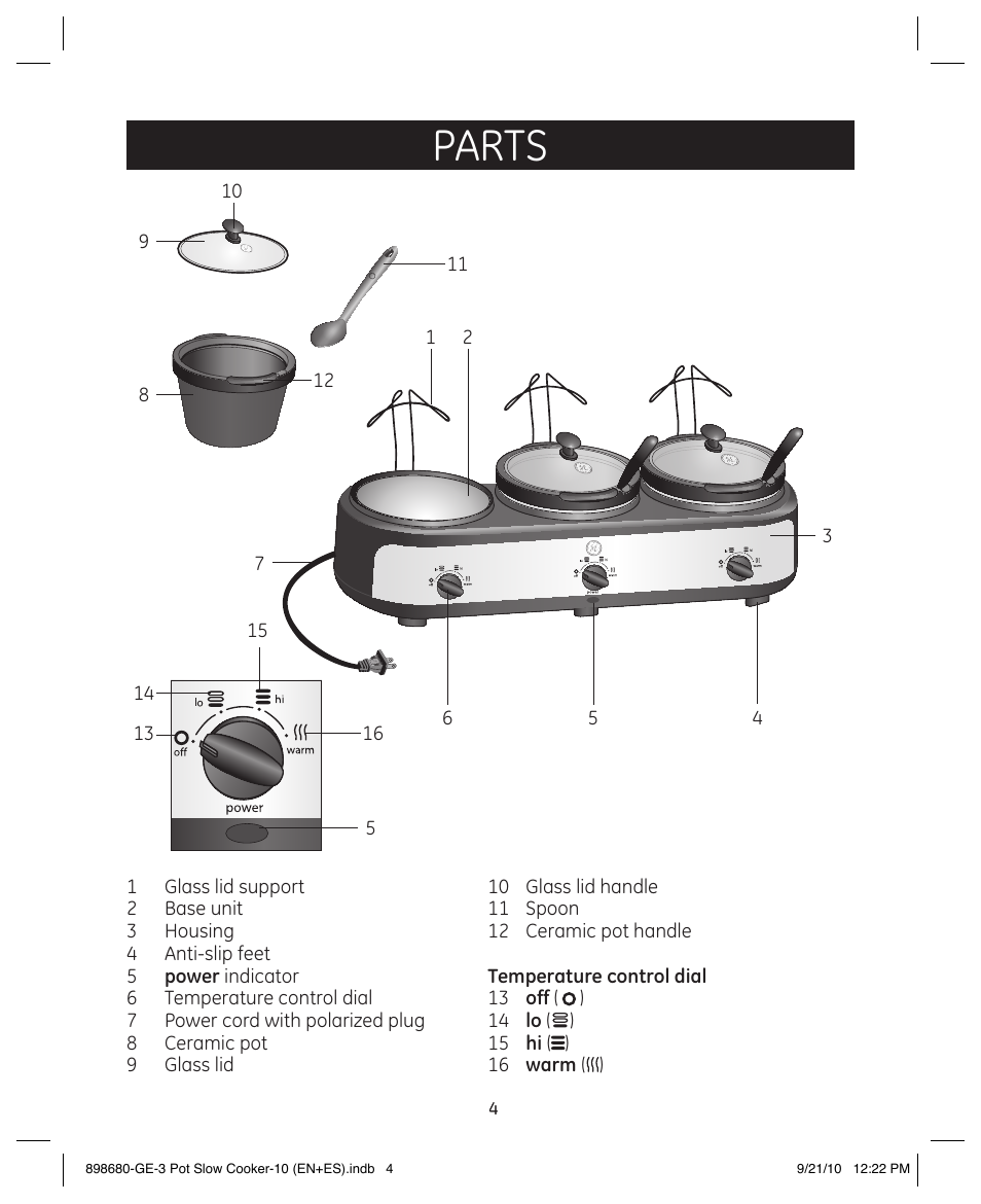 Parts | GE 898680 User Manual | Page 4 / 13