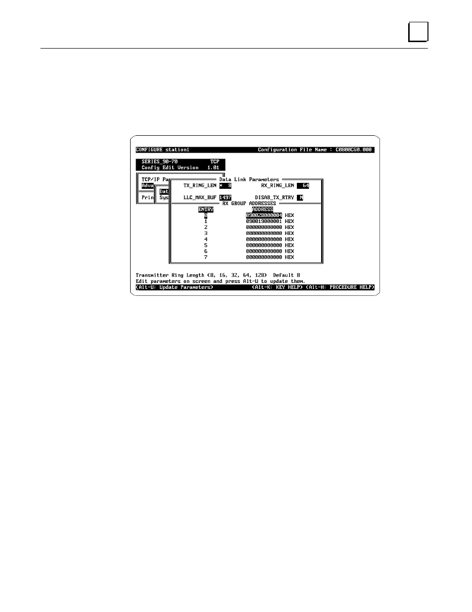 Data link parameters screen | GE GEFanuc Automation Programmable Control Products TCP/IP Ethernet Communications for the Series 90t-70 PLC GFK-1004B User Manual | Page 77 / 268