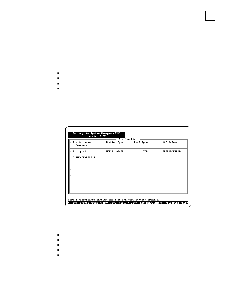 List all stations screen | GE GEFanuc Automation Programmable Control Products TCP/IP Ethernet Communications for the Series 90t-70 PLC GFK-1004B User Manual | Page 85 / 268