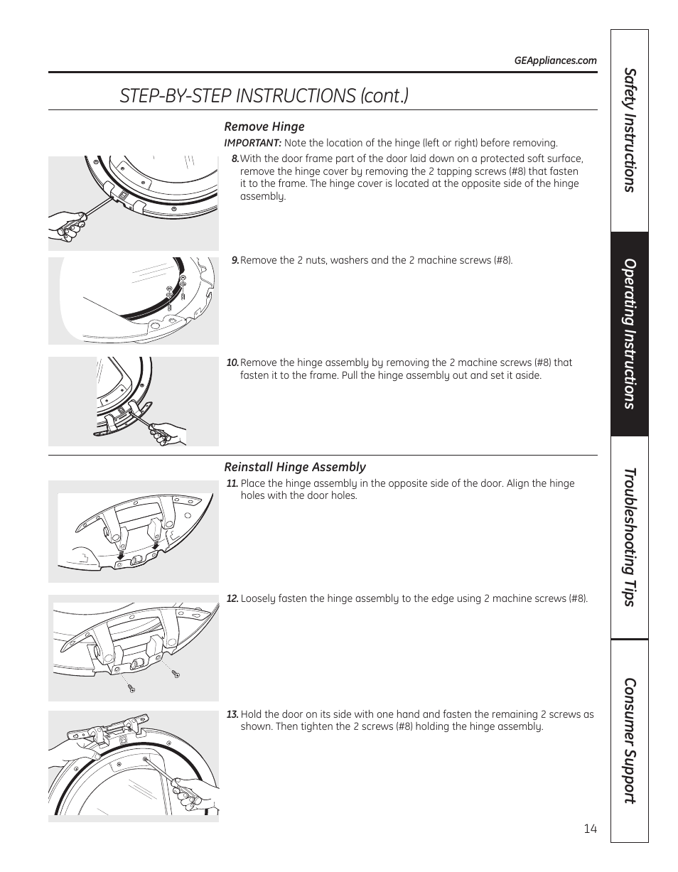 Step-by-step instructions (cont.) | GE DBVH520 User Manual | Page 14 / 56