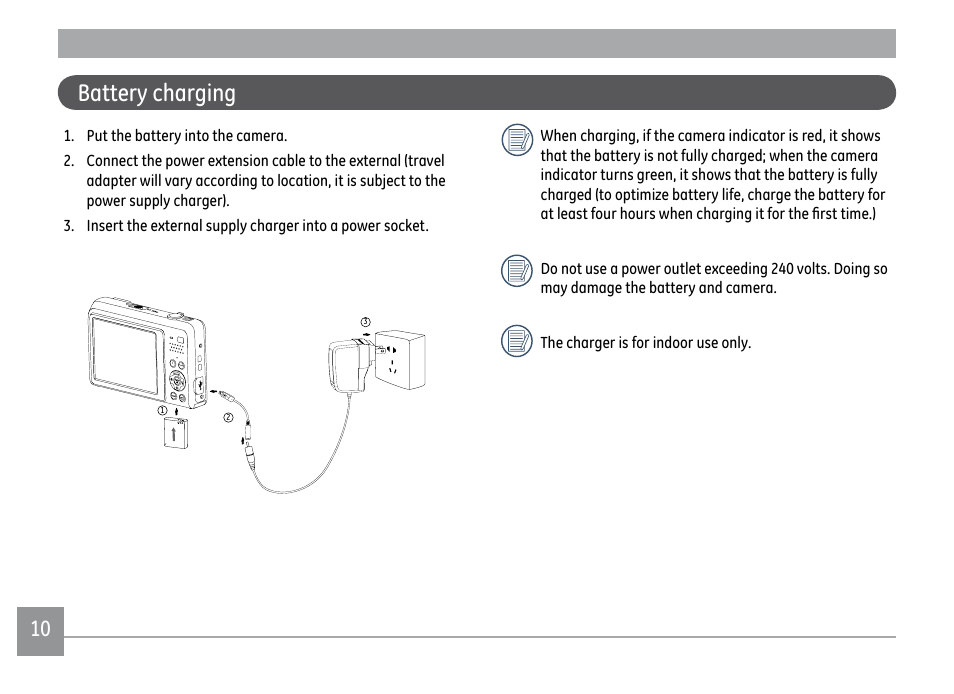 Battery charging | GE PJ1 User Manual | Page 13 / 91
