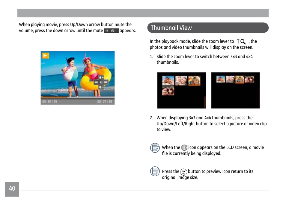 Thumbnail view | GE PJ1 User Manual | Page 43 / 91