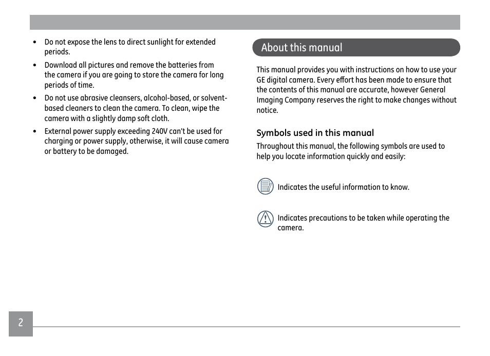 About this manual | GE PJ1 User Manual | Page 5 / 91