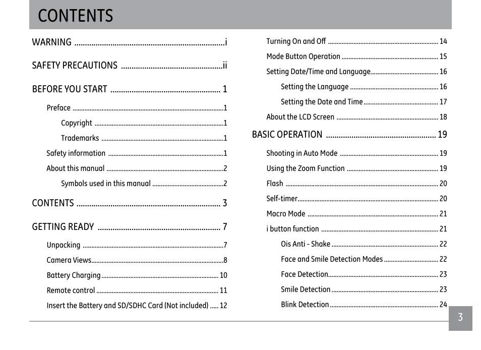 GE PJ1 User Manual | Page 6 / 91