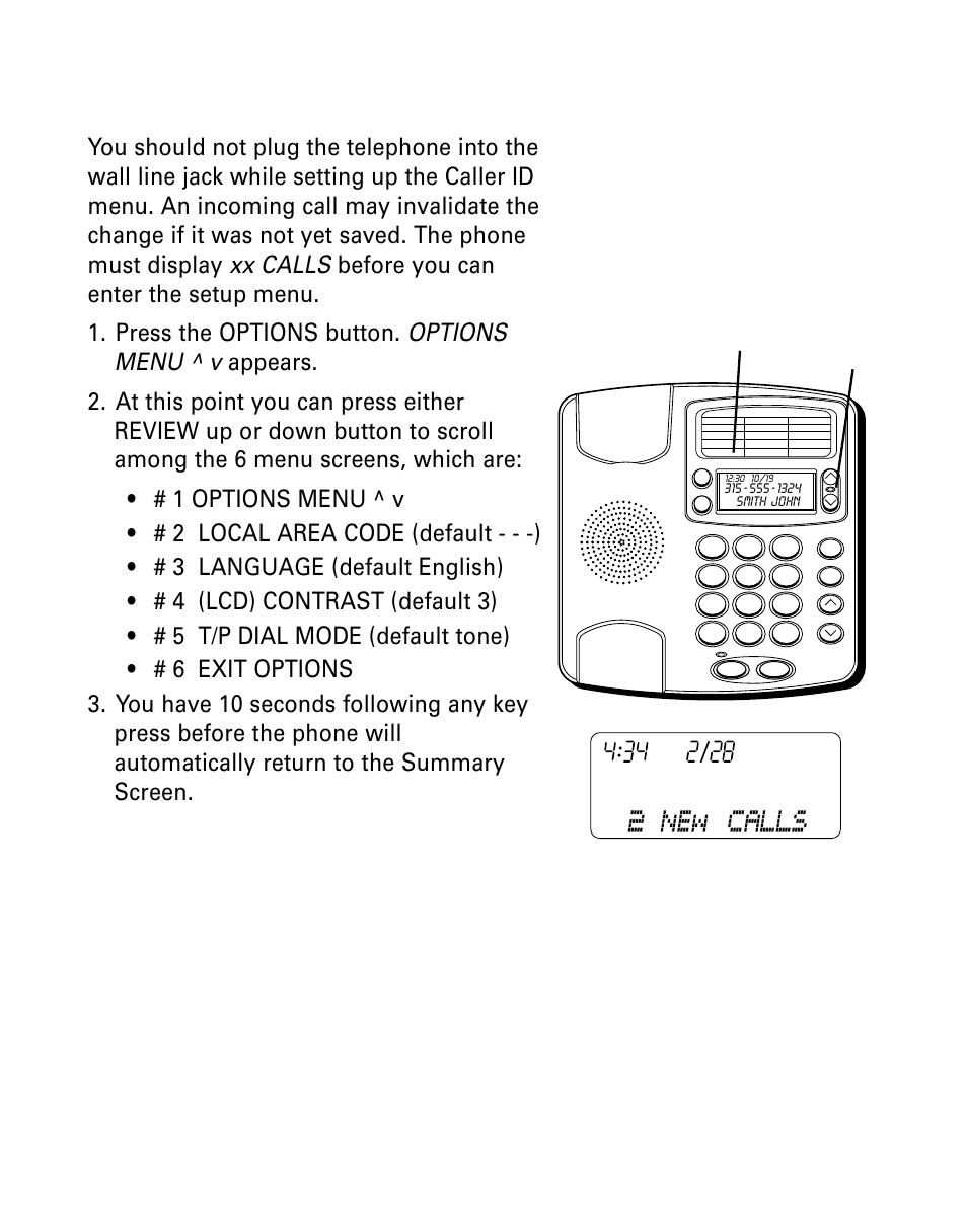 Setting up the caller id menu, Etting, Aller | Id m | GE 29299 User Manual | Page 10 / 72