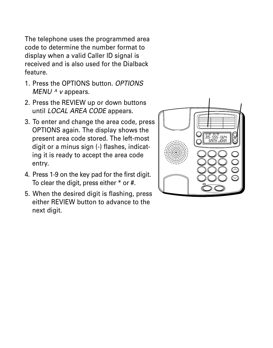 Setting your local area code, Etting, Ocal | GE 29299 User Manual | Page 11 / 72