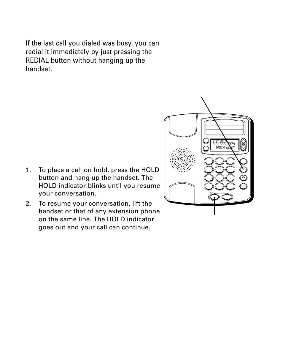 One -touch redial, Hold, Ouch | Edial | GE 29299 User Manual | Page 23 / 72