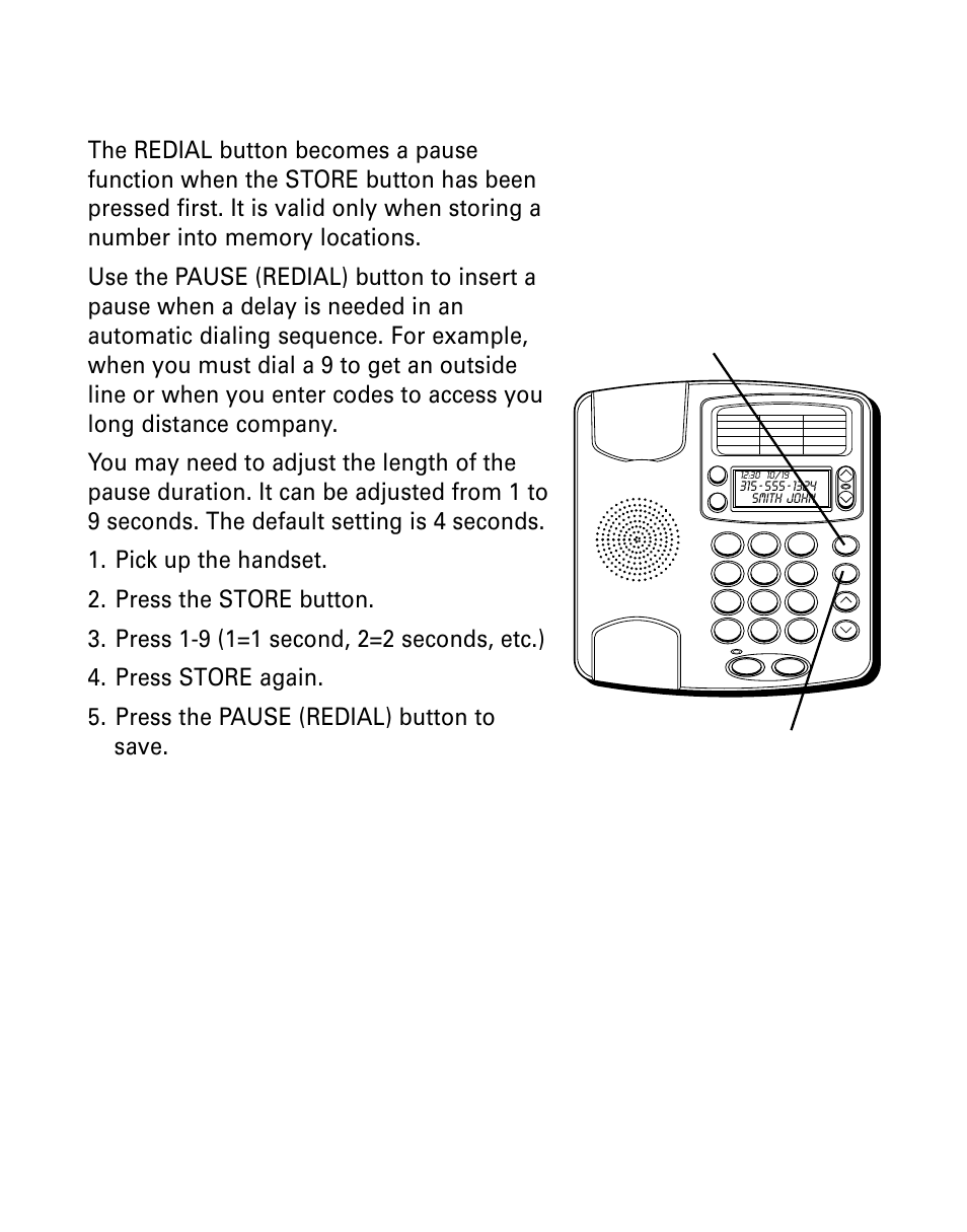 Storing a pause in memory, Toring, Pause | Memory | GE 29299 User Manual | Page 28 / 72