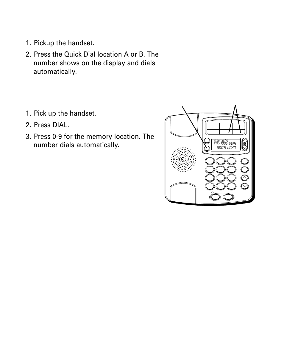 Dialing a quick dial number, Dialing frequently called numbers, Ialing | Uick, Umber, Requently, Alled, Umbers | GE 29299 User Manual | Page 29 / 72