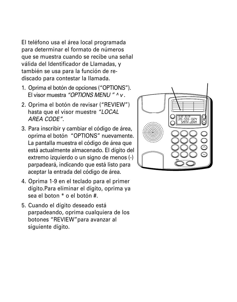 Para programar su clave de area local, Rogramar, Lave | Ocal | GE 29299 User Manual | Page 47 / 72