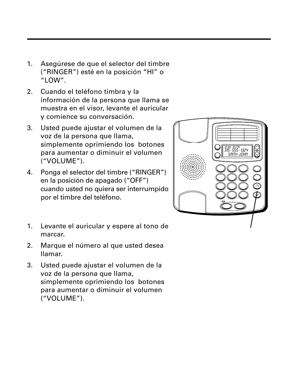 Información básica del teléfono, Para recibir una llamada, Para hacer una llamada | Nformación, Ásica, Eléfono, Recibir, Lamada, Hacer | GE 29299 User Manual | Page 57 / 72