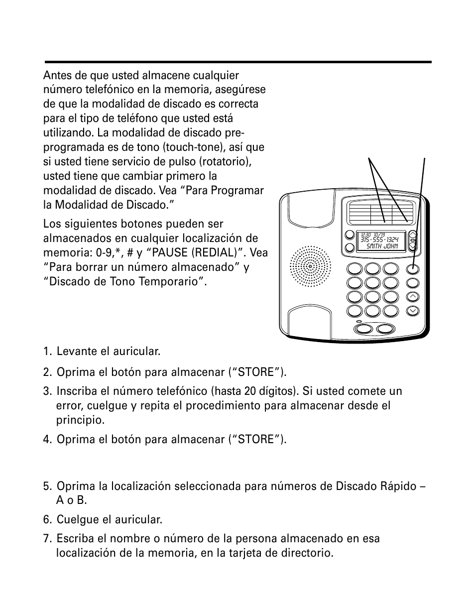 Memoria, Emoria, Almacenar | Números, De marcado, Rápido | GE 29299 User Manual | Page 61 / 72