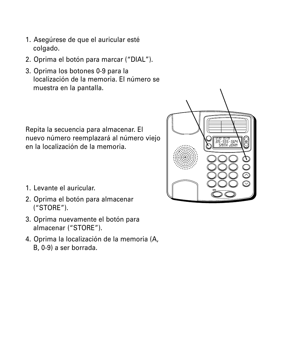 Números llamados frecuentemente, Para cambiar un número almacenado, Para borrar un número almacenado | Úmeros, Llamados, Frecuentemente, Cambiar, Número, Almacenado, Borrar | GE 29299 User Manual | Page 63 / 72